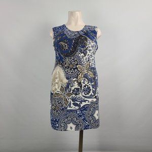 Papillon Blue Butterfly Floral Sleeveless Dress Size XL/really good condition